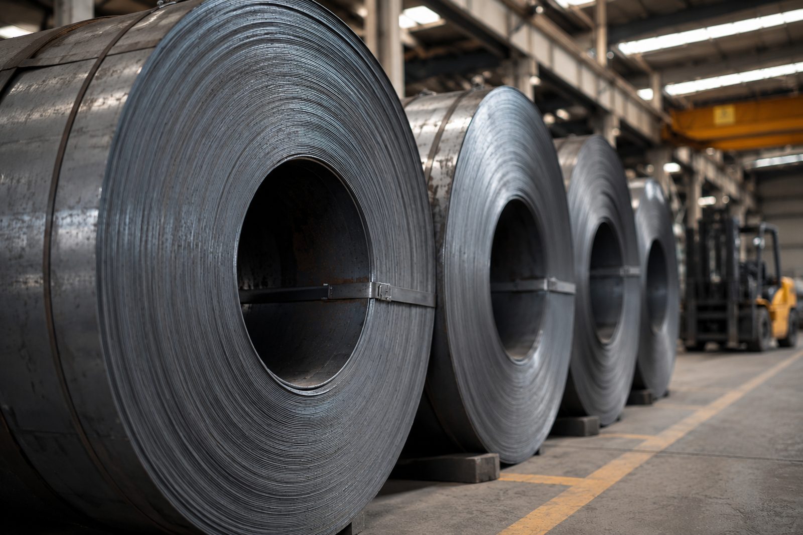 Steel stock and material handling at the Sunti Steels yard