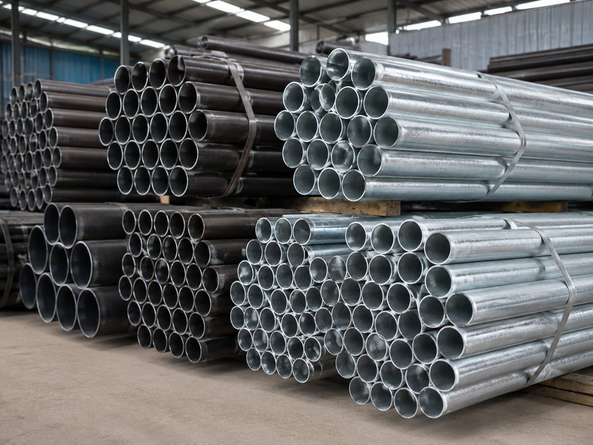 GP and MS pipes stacked in rows, bores facing camera