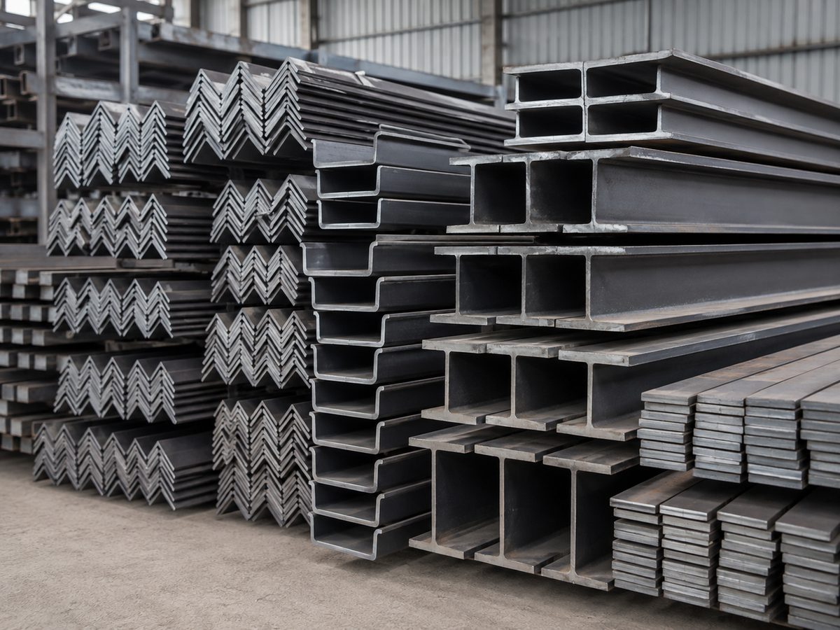 Structural steel stacked by section