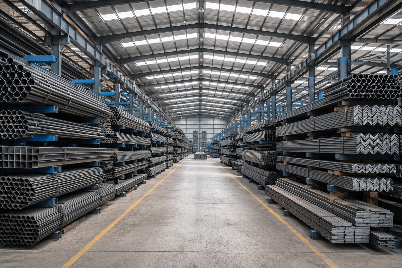 Branded stock on the racks at Sunti Steels